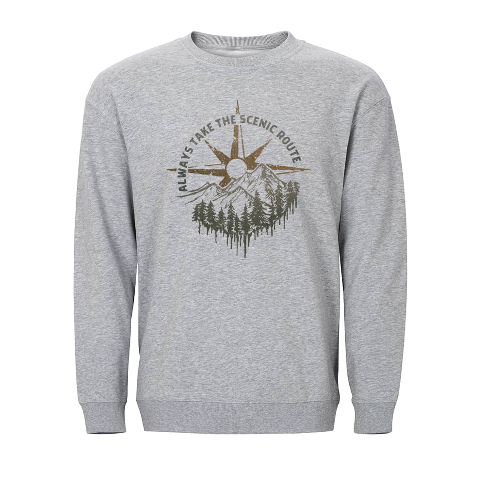 Sweatshirt med trykket Ta alltid den sceniske ruten - Norday SE
