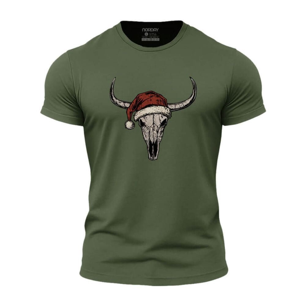 Christmas Bull Skull Athletic Quick - Dry T-Shirt - Norday SE