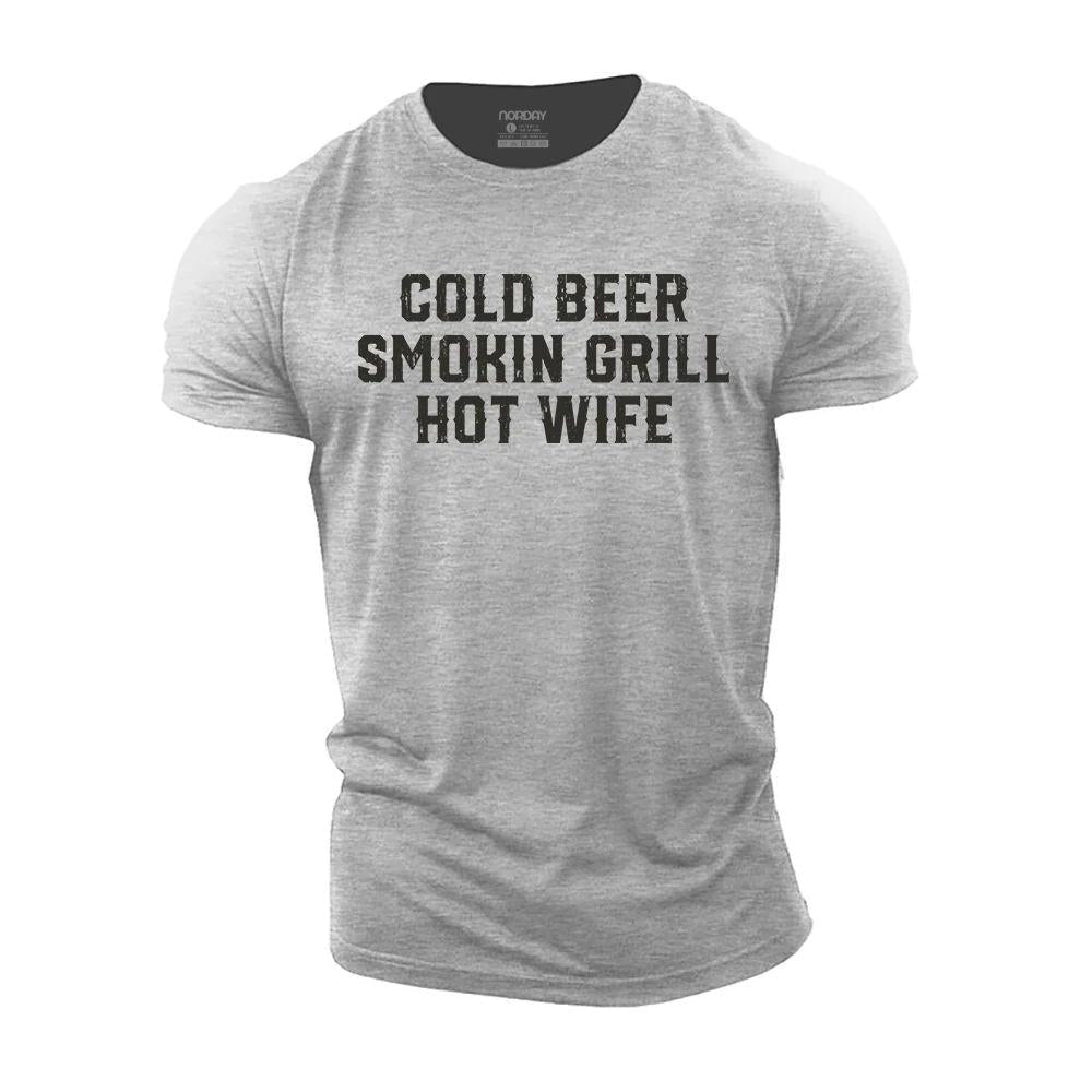 Cold Beer Smokin Grill Hot Wife T-Shirt - Norday SE