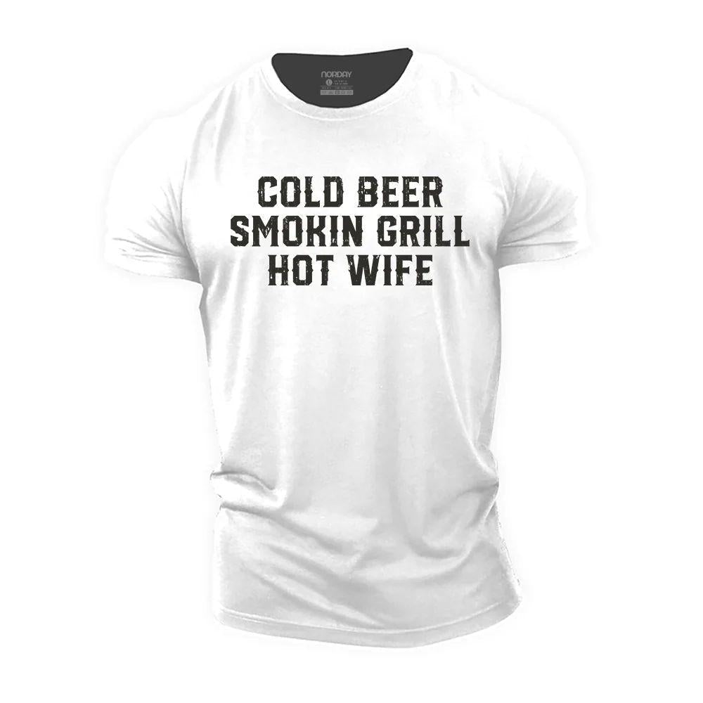 Cold Beer Smokin Grill Hot Wife T-Shirt - Norday SE
