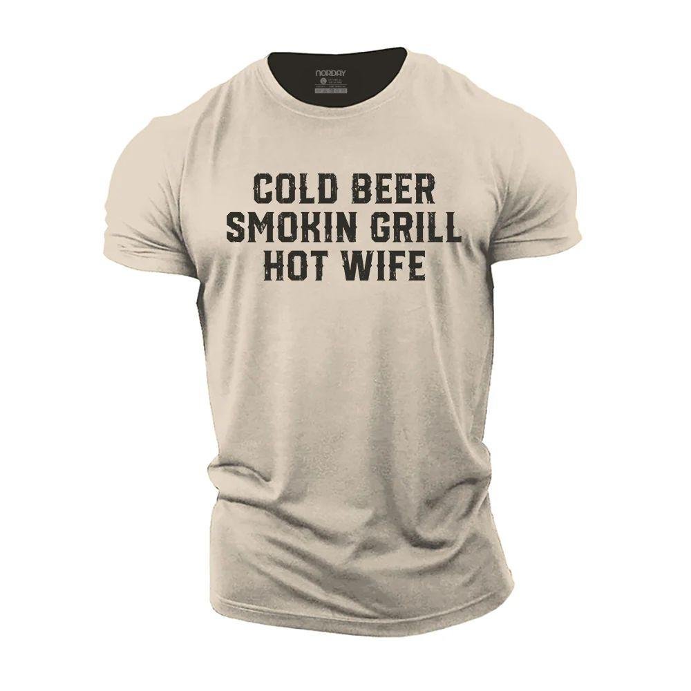 Cold Beer Smokin Grill Hot Wife T-Shirt - Norday SE