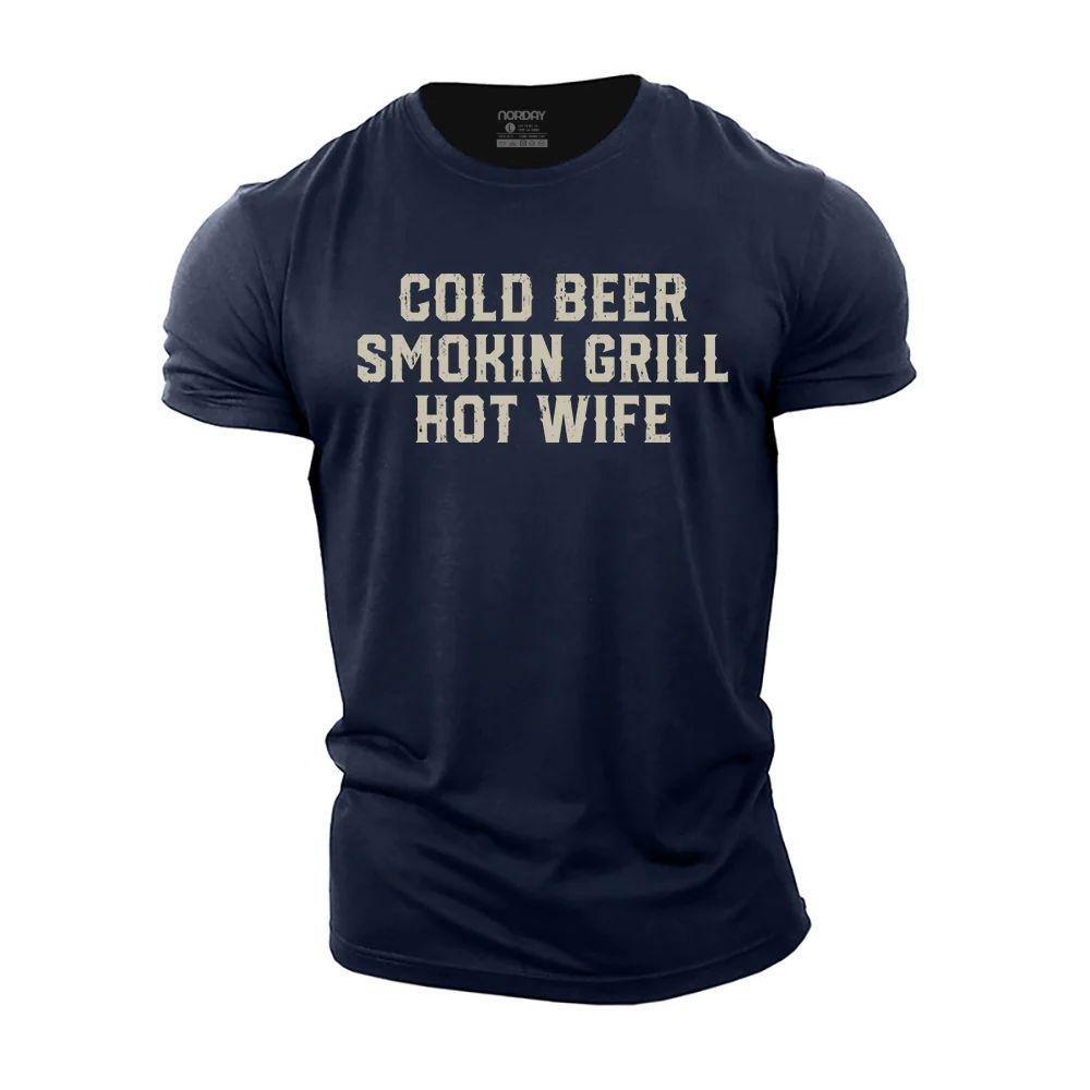 Cold Beer Smokin Grill Hot Wife T-Shirt - Norday SE