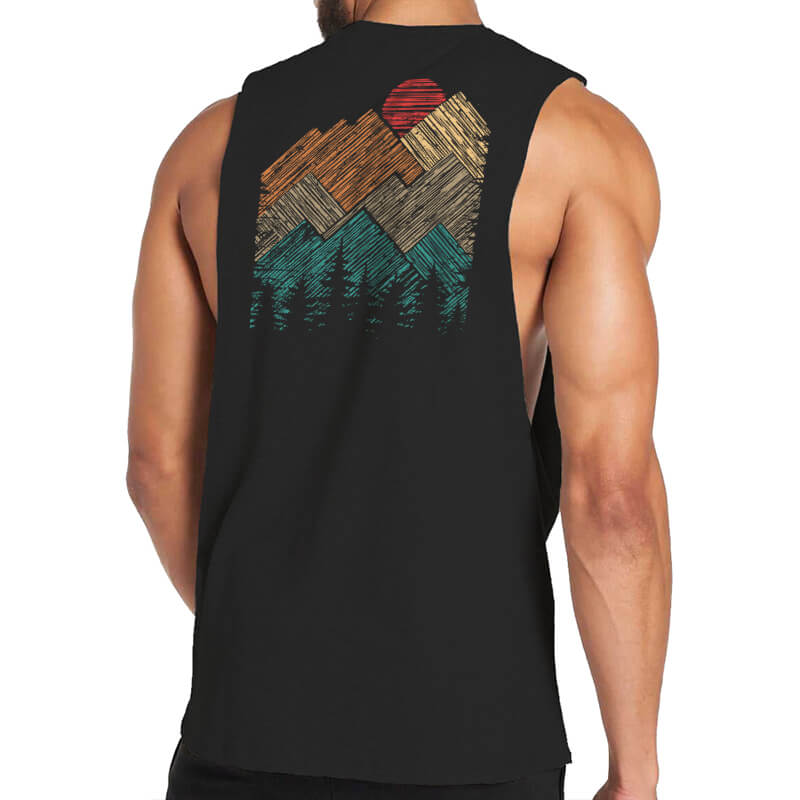 Hand Drawn Mountain Sun Tank Top - Norday SE