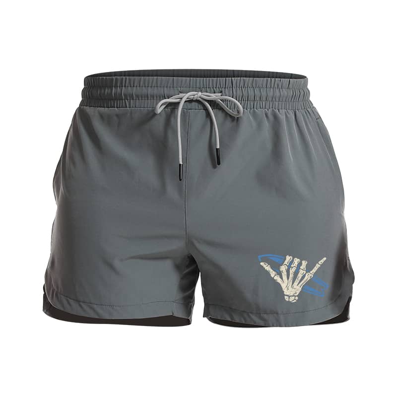 Skeleton Hand Surfboard Athletic Quick - Dry Shorts - Norday SE