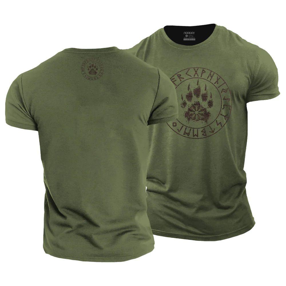 Viking Rune Helm of Awe Bear Claw T-Shirt - Norday SE